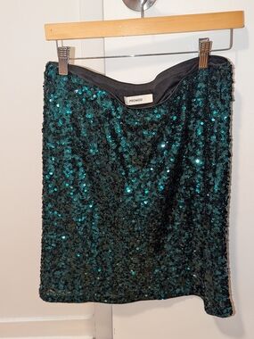 Promod Teal Sequin Mini Skirt